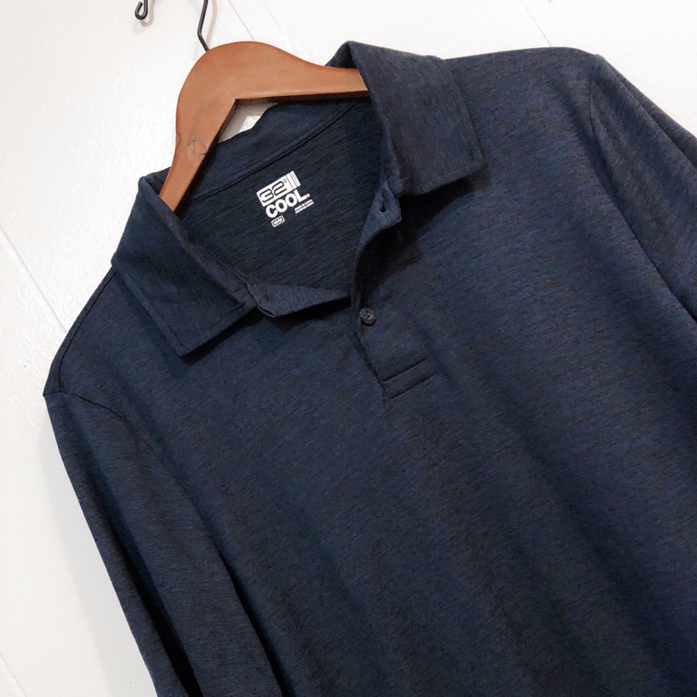 32 Degrees Cool Dark Blue Soft Stretch Comfort Anti-Odor Anti-Static Polo